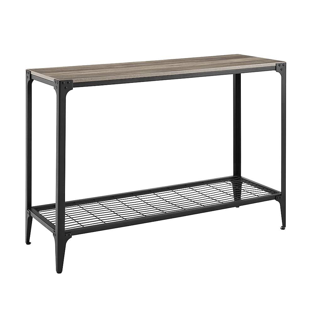 Angle View: Walker Edison - 44” Urban Industrial Angle Iron Metal Entry Table - Grey wash