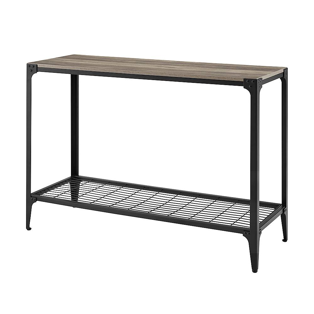 Left View: Walker Edison - 44” Urban Industrial Angle Iron Metal Entry Table - Grey wash