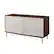 Angle. Walker Edison - 56” Contemporary 4 Drawer Gold Accent Dresser - Dark Walnut/White Poplar.