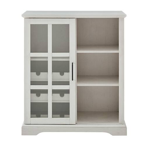 Walker Edison - 36” Classic Bar Cabinet with Bottle Storage - Brushed white