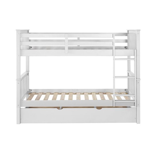 Walker Edison Solid Wood Twin Bunk Bed, Twin Over Twin Bunk Bed With Trundle