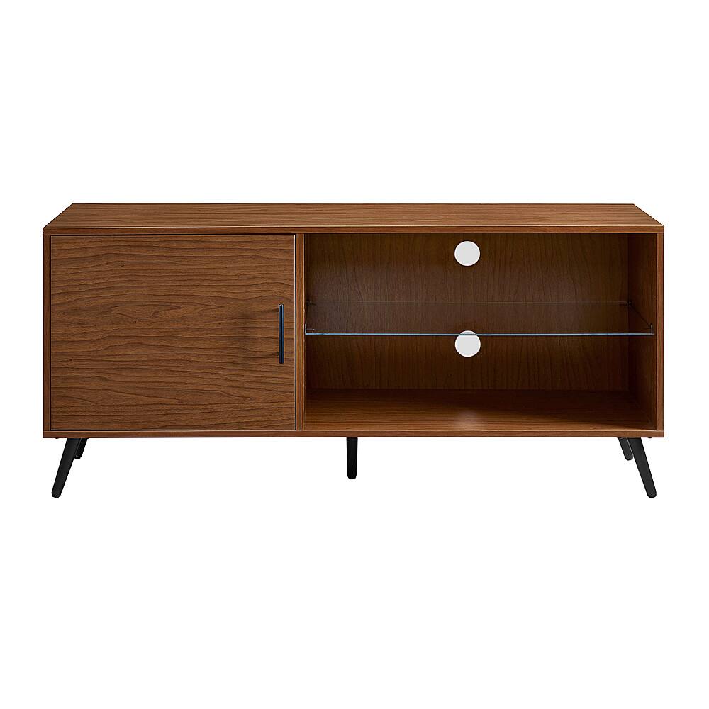 Front. Walker Edison - Mid Century Modern 1 Door Wood TV Stand for TVs up to 58" - Acorn .