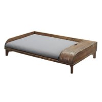 Walker Edison - Solid Wood Storage Pet Bed with Cushion - Dark Brown/Grey - Front_Zoom