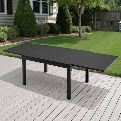 Alt View 8. Crestlive Products - Crestlive Products Large Patio All Aluminum Rust Resistant Extendable Outdoor Dining Table - Black.