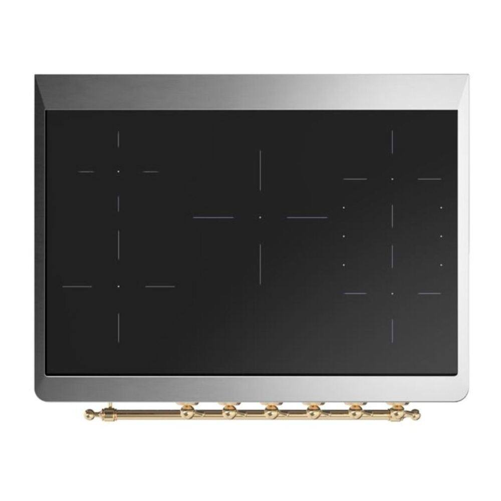 Alt View 5. ILVE - ILVE Majestic II 36 inch Induction Range with 5 Elements (Burgundy, Brass Trim) - Burgundy.