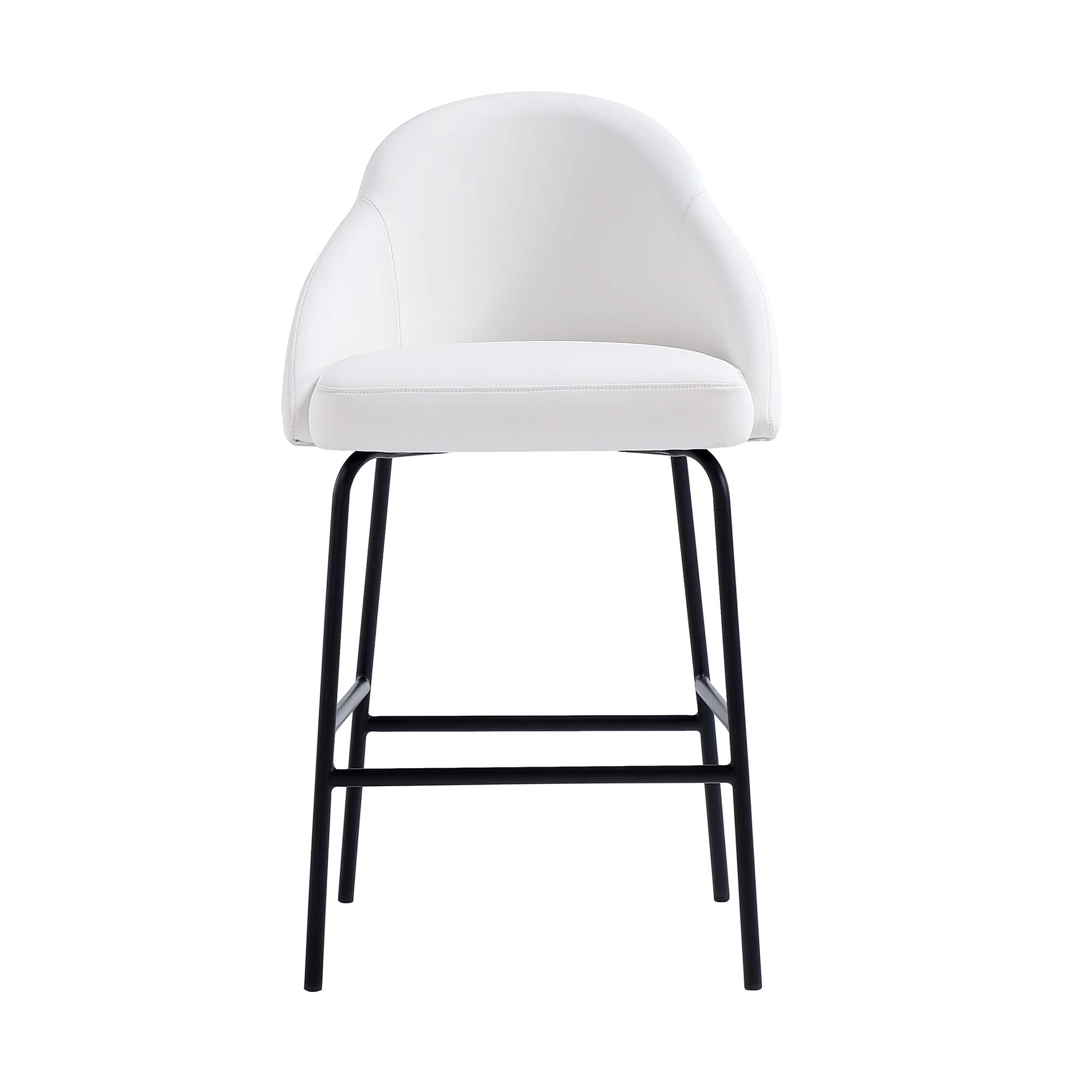 Manhattan Comfort - Gracie Modern Metal Upholstered Counter Stool - White and Black