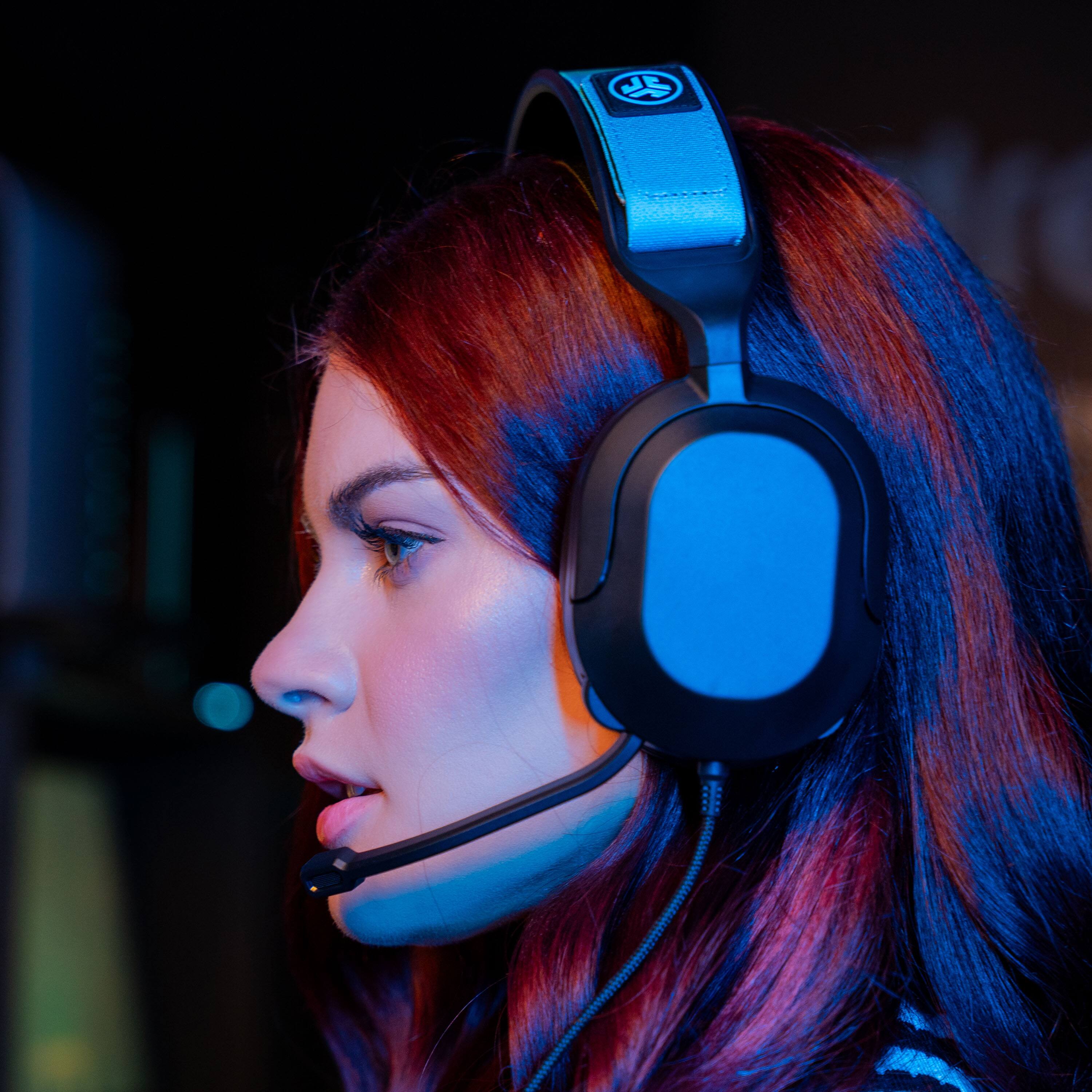 Alt View 4. JLab - Nightfall Wired Gaming Over The Ear Headset - Black.