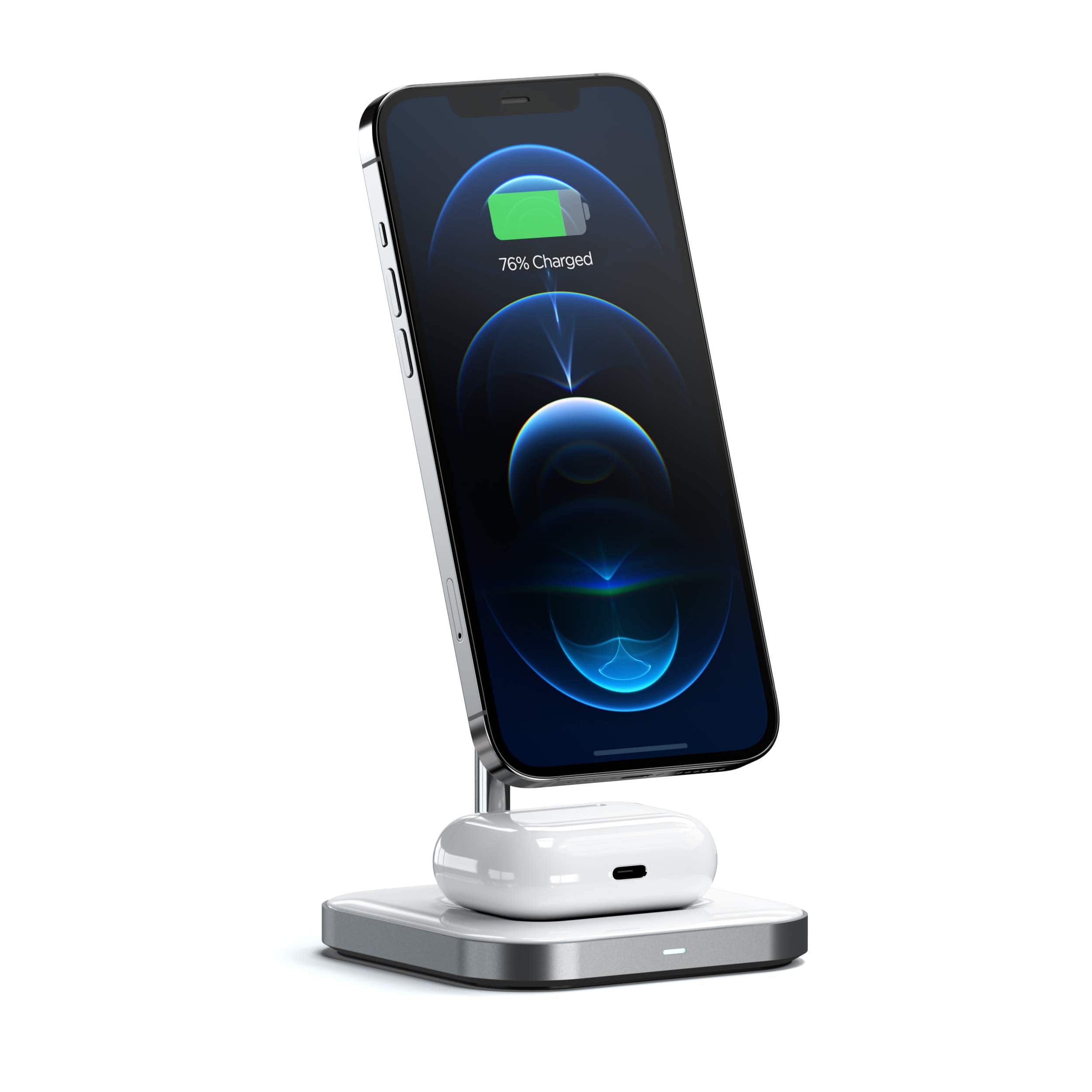 Satechi - Aluminum 2-in-1 Magnetic Wireless Charging Stand - Silver