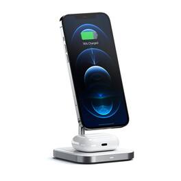 Satechi - Aluminum 2-in-1 Magnetic Wireless Charging Stand - Silver