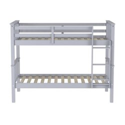 Walker Edison - Solid Wood Twin over Twin Mission Design Bunk Bed - Gray - Front_Zoom