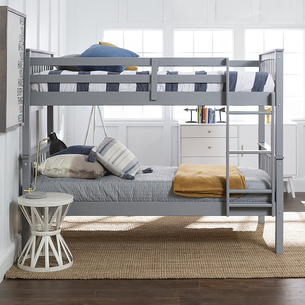 Walker Edison - Solid Wood Twin over Twin Mission Design Bunk Bed - Grey