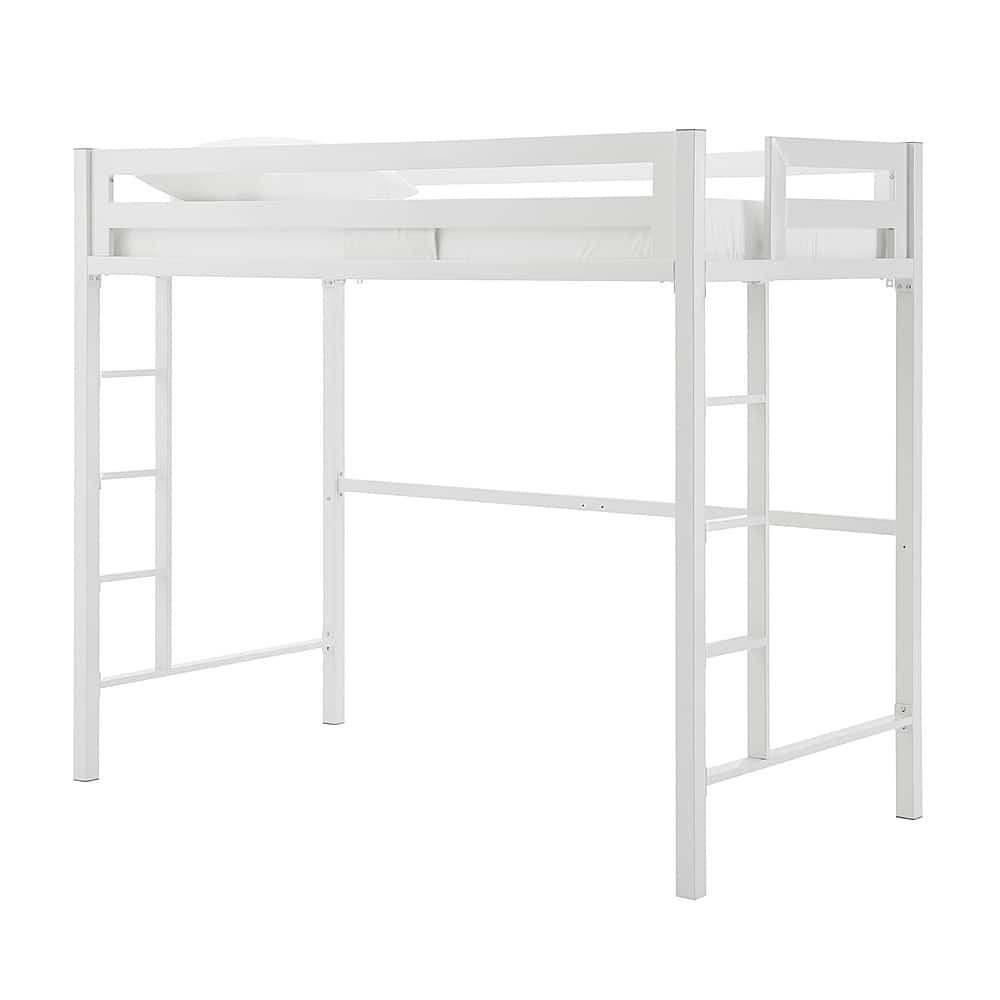 Angle. Walker Edison - Premium Deluxe Twin Metal Loft Bed - White.