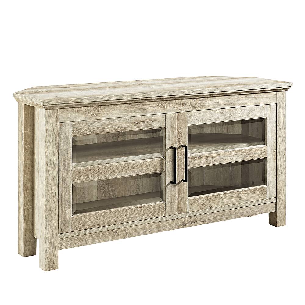 Angle View: Walker Edison - Transitional Modern Farmhouse Wood Corner TV Stand for TVs up to 50" - White Oak