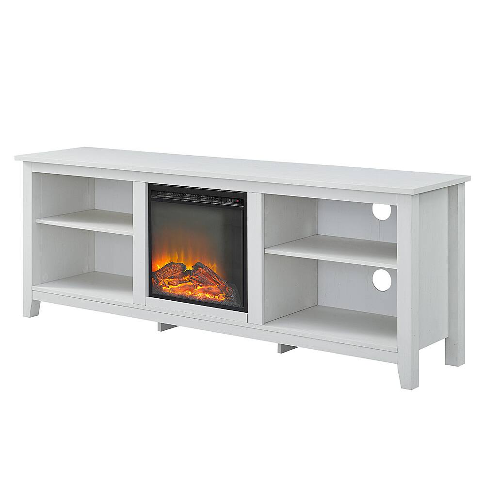 Angle. Walker Edison - Open Storage Fireplace TV Stand for Most TVs Up to 85" - Brushed White.