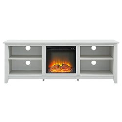 Walker Edison - Open Storage Fireplace TV Stand for Most TVs Up to 85" - Brushed White - Front_Zoom