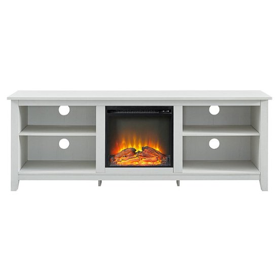 Front Zoom. Walker Edison - Open Storage Fireplace TV Stand for Most TVs Up to 85" - Brushed White.