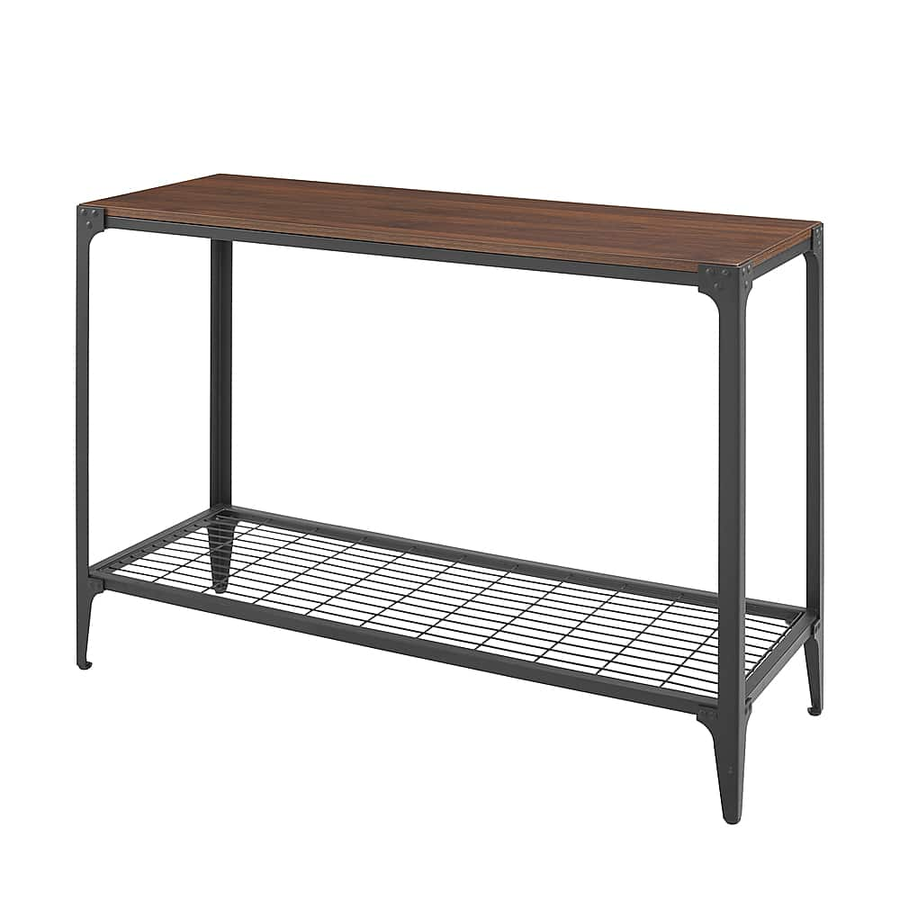 Angle View: Walker Edison - 44” Urban Industrial Angle Iron Metal Entry Table - Dark walnut