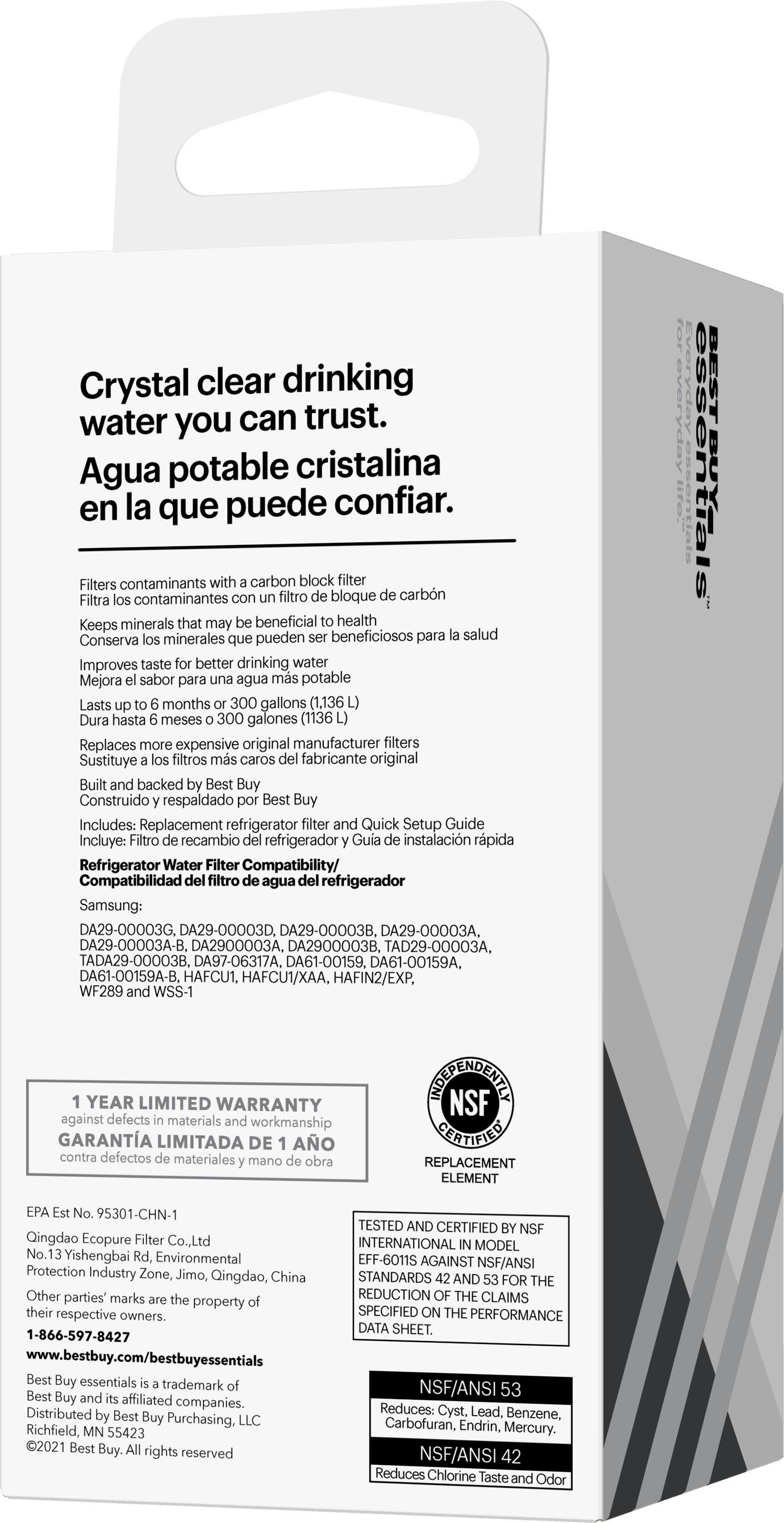 Alt View 16. Best Buy essentials™ - NSF 42/53 Water Filter Replacement for Select Samsung Refrigerators - White.