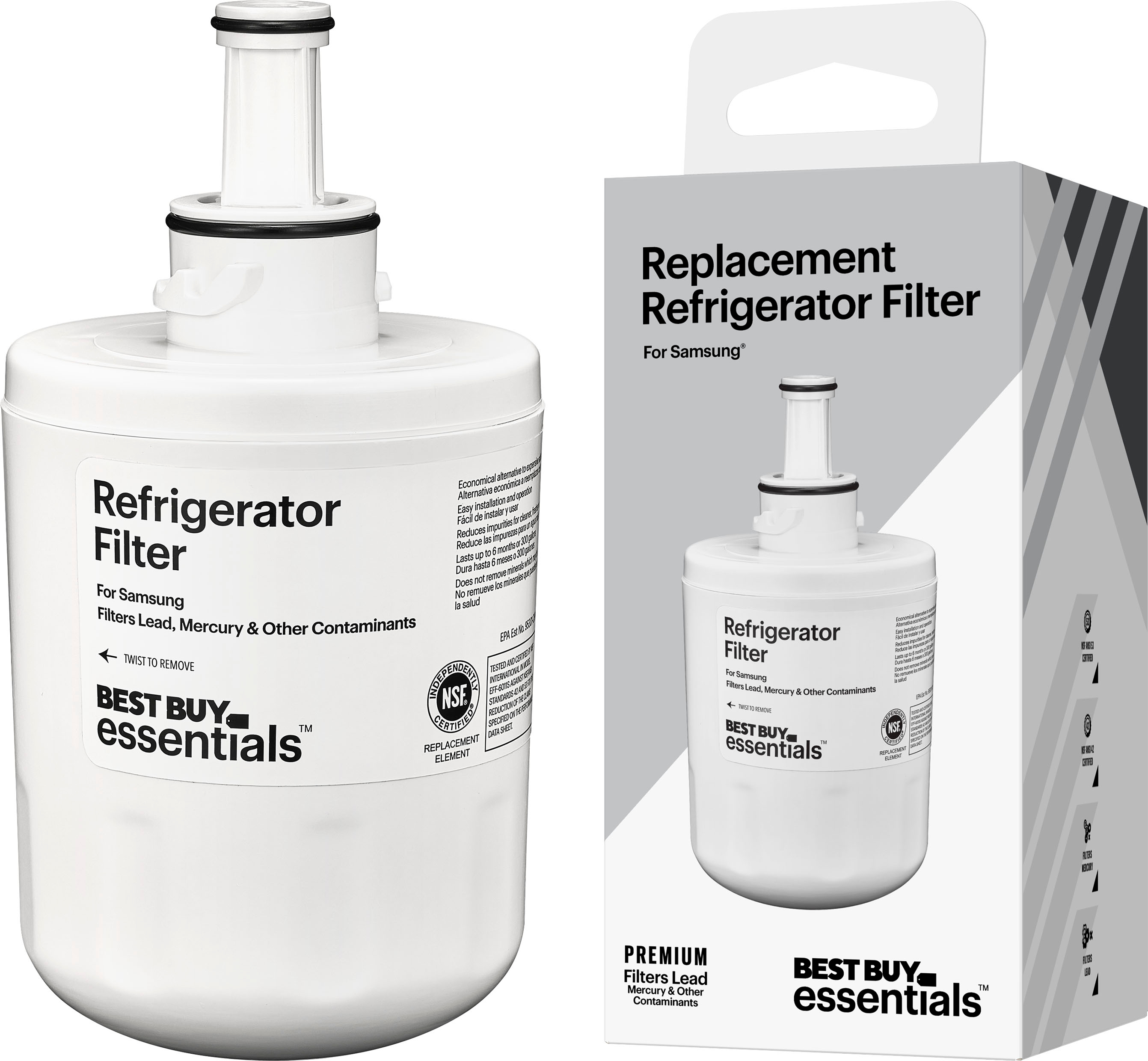Best Buy essentials™ NSF 42/53 Water Filter Replacement for Select Samsung  Refrigerators White BE-SSDA531 - Best Buy