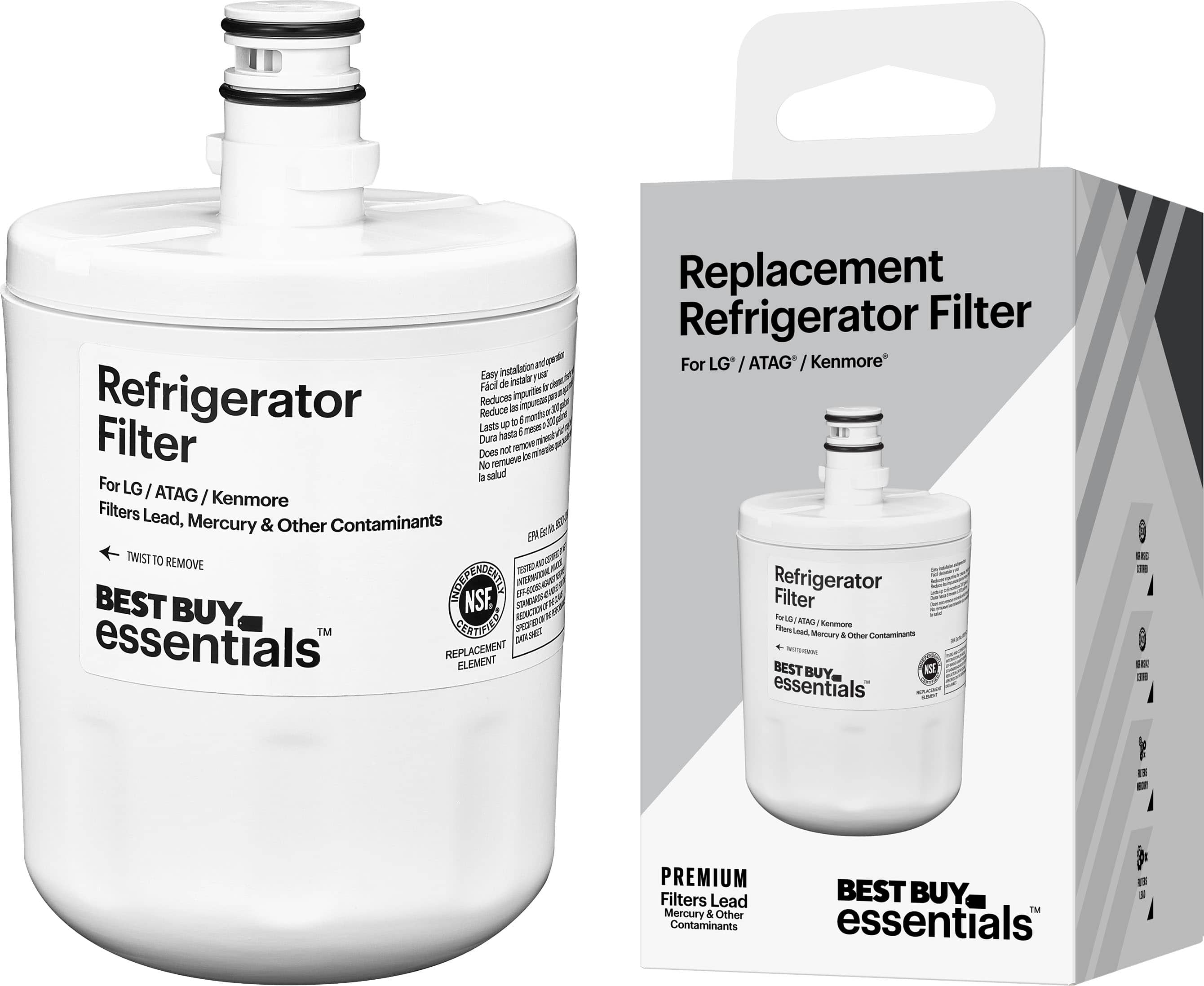 Best Buy essentials™ - NSF 42/53 Water Filter Replacement for Select LG, ATAG and Kenmore Refrigerators - White - Front_Zoom