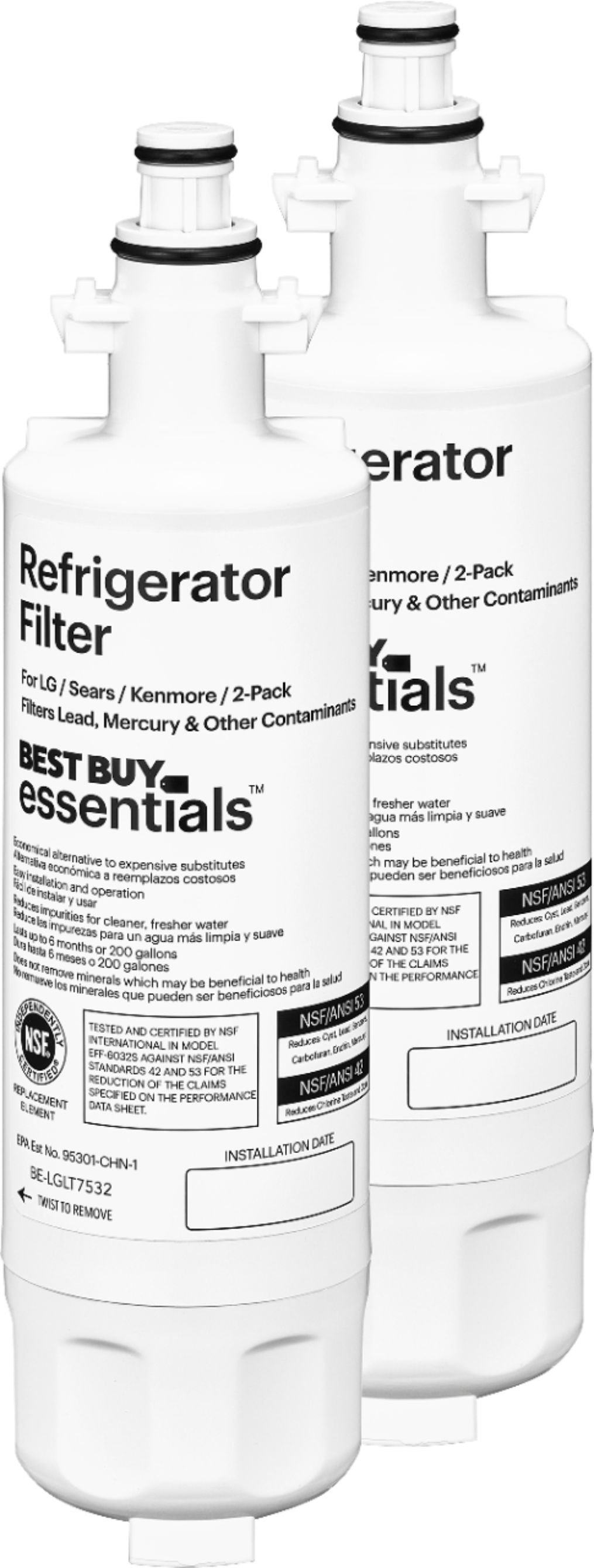 Best Buy essentials™ NSF 42/53 Water Filter Replacement for Select  Whirlpool, KitchenAid and Sears/Kenmore Refrigerators White BE-WP508531 -  Best Buy