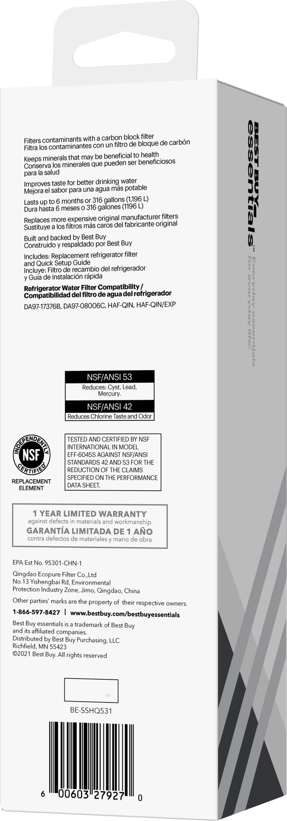 Alt View 16. Best Buy essentials™ - NSF 42/53 Water Filter Replacement for Select Samsung Refrigerators - White.