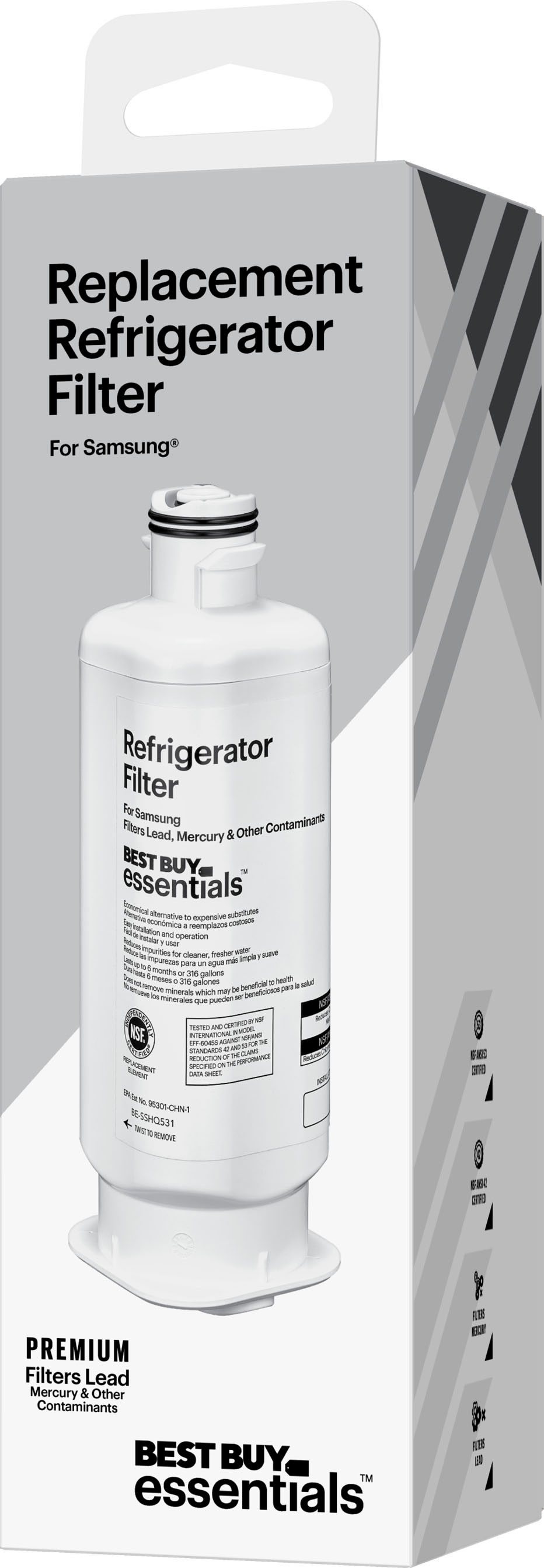 tieners stikstof Wijzerplaat Best Buy essentials™ NSF 42/53 Water Filter Replacement for Select Samsung  Refrigerators White BE-SSHQ531 - Best Buy