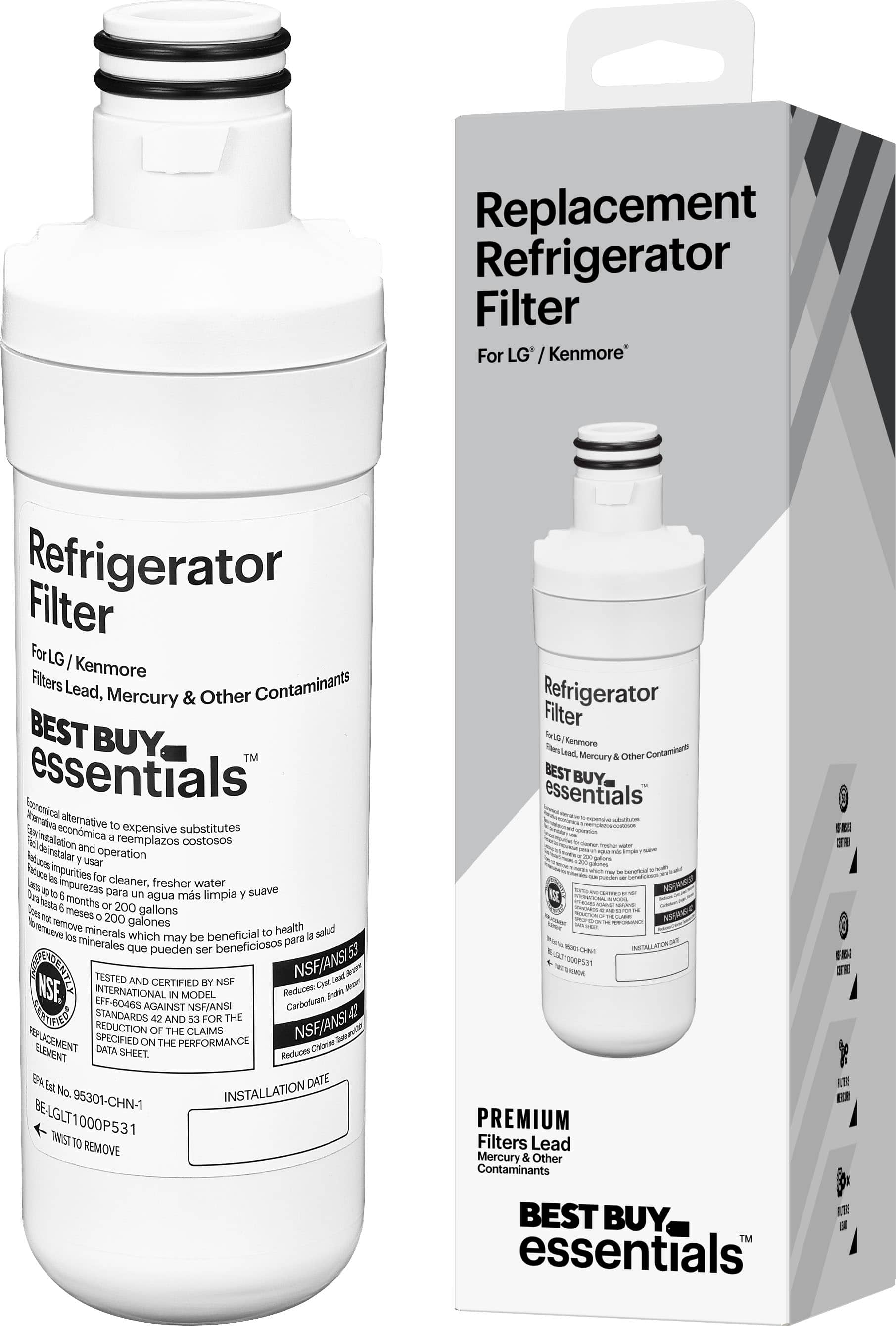Front. Best Buy essentials™ - NSF 42/53 Water Filter Replacement for Select LG and Kenmore Refrigerators - White.