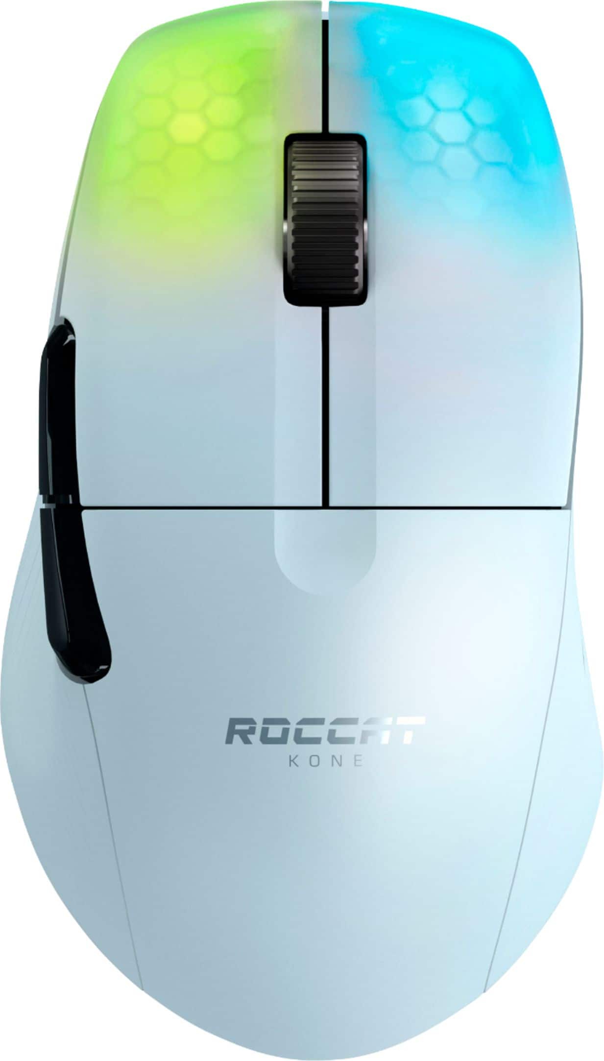 Front. ROCCAT - Kone Pro Air Lightweight Wireless Bluetooth Optical Gaming Mouse with 19K DPI, Aluminum Scroll Wheel & RGB lighting - Arctic White.
