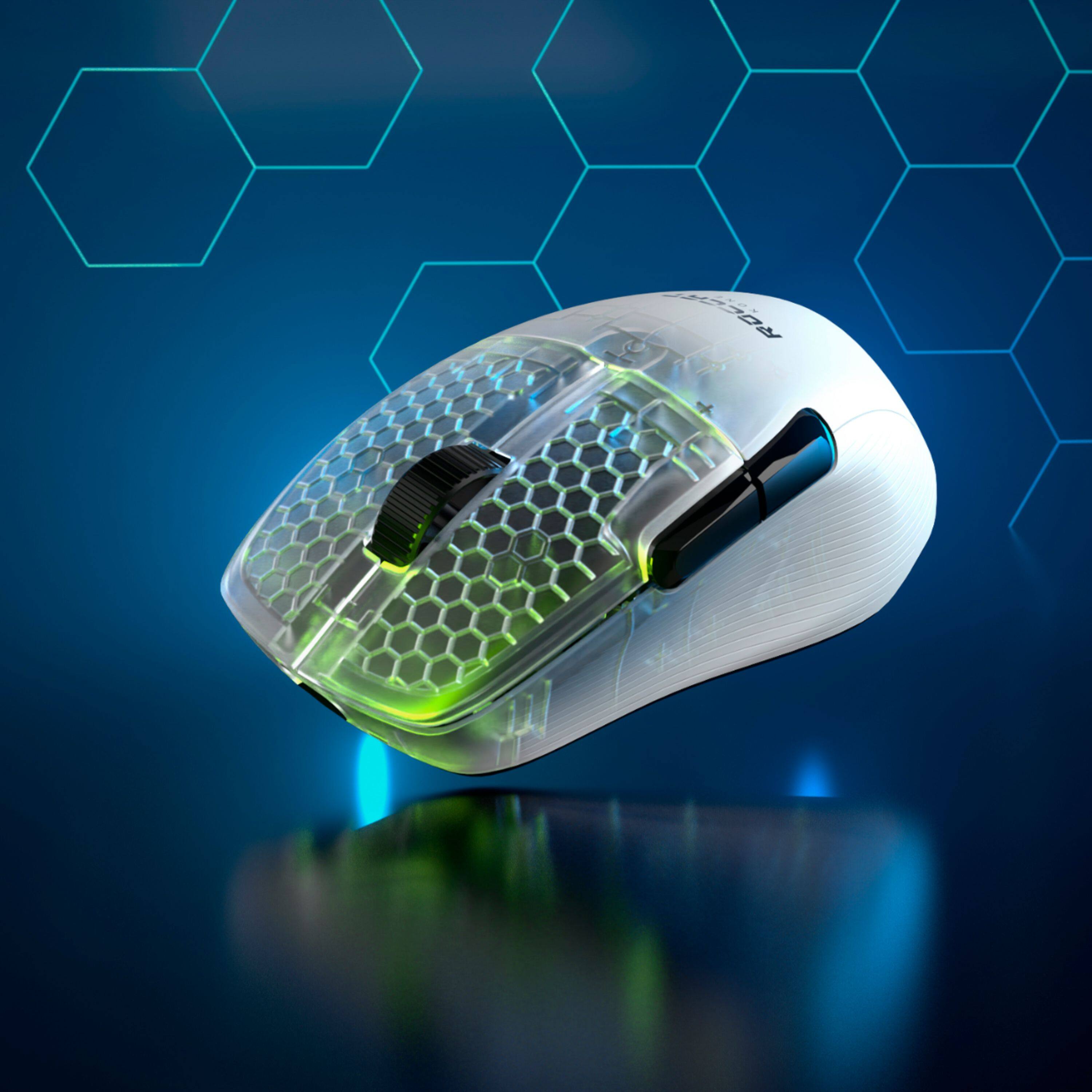 Alt View 14. ROCCAT - Kone Pro Air Lightweight Wireless Bluetooth Optical Gaming Mouse with 19K DPI, Aluminum Scroll Wheel & RGB lighting - Arctic White.