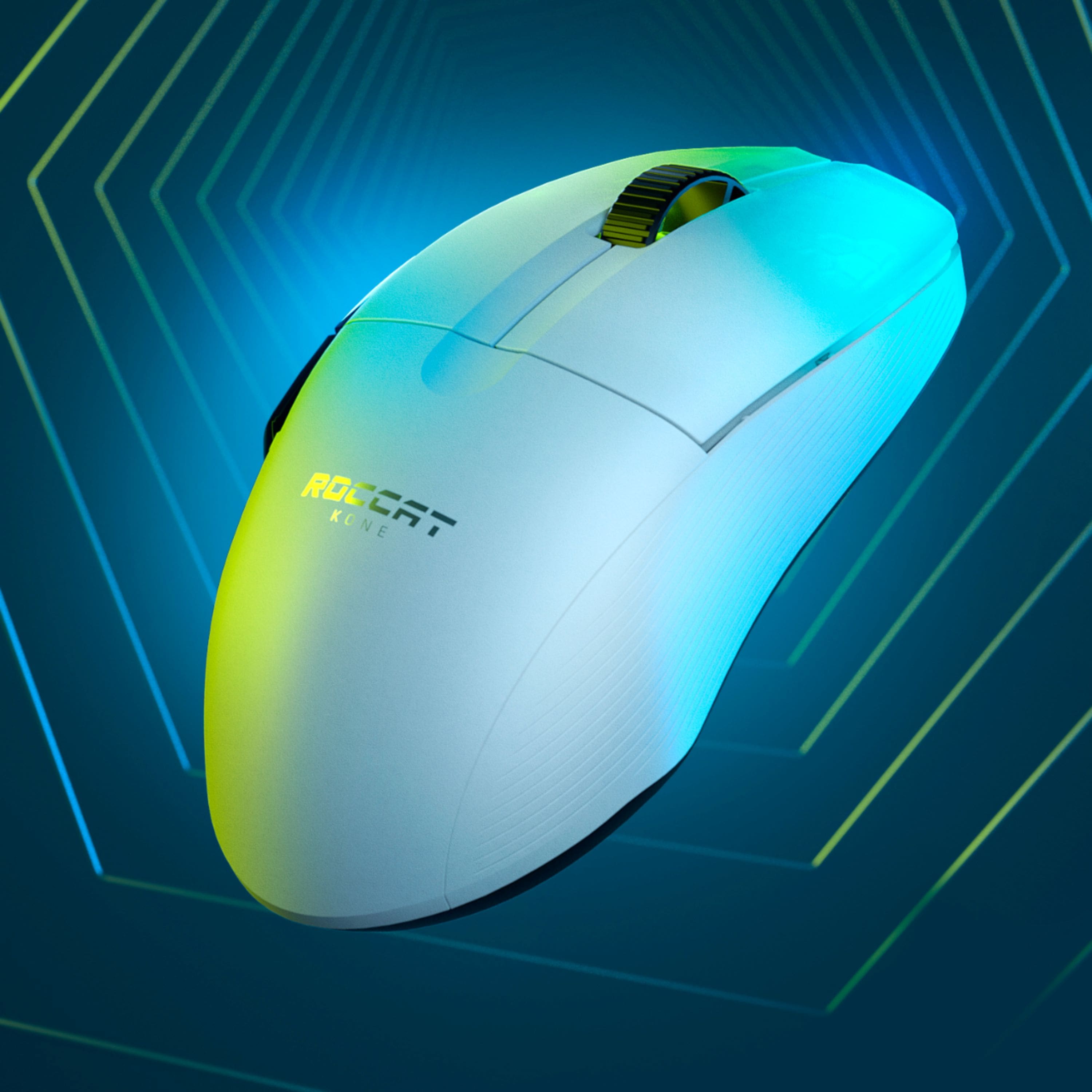 Alt View 15. ROCCAT - Kone Pro Air Lightweight Wireless Bluetooth Optical Gaming Mouse with 19K DPI, Aluminum Scroll Wheel & RGB lighting - Arctic White.