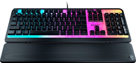 Front Zoom. ROCCAT - Magma Full-size Wired Silent Membrane Gaming Keyboard with 5 Zone/ 10 LED AIMO RGB Top Plate and Detachable Palm Rest - Black.