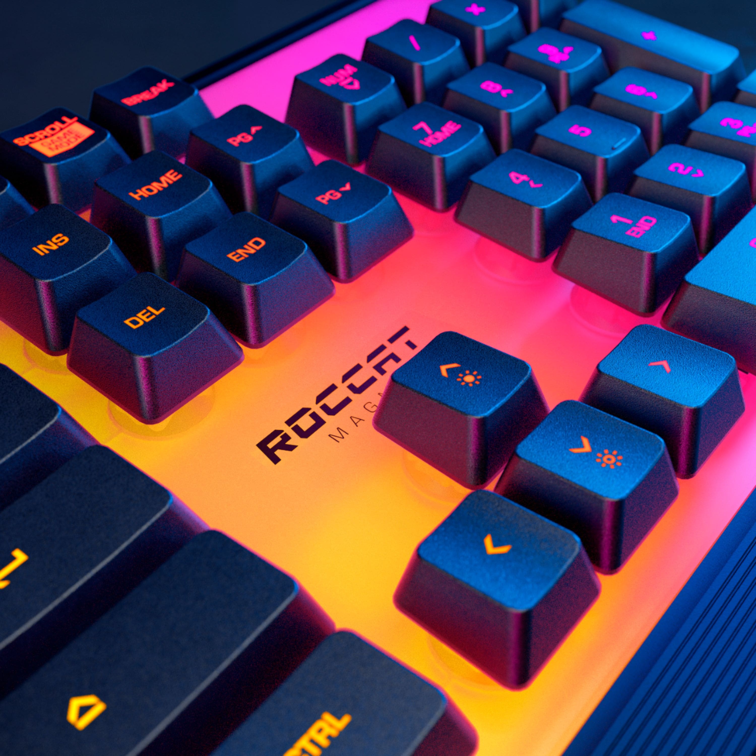 Alt View 12. ROCCAT - Magma Full-size Wired Silent Membrane Gaming Keyboard with 5 Zone/ 10 LED AIMO RGB Top Plate and Detachable Palm Rest - Black.