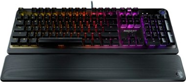 ROCCAT - Pyro Full-size Wired Mechanical Linear Switch Gaming Keyboard with RGB, Brushed Aluminum Top, and Detachable Palm Rest - Black - Front_Zoom