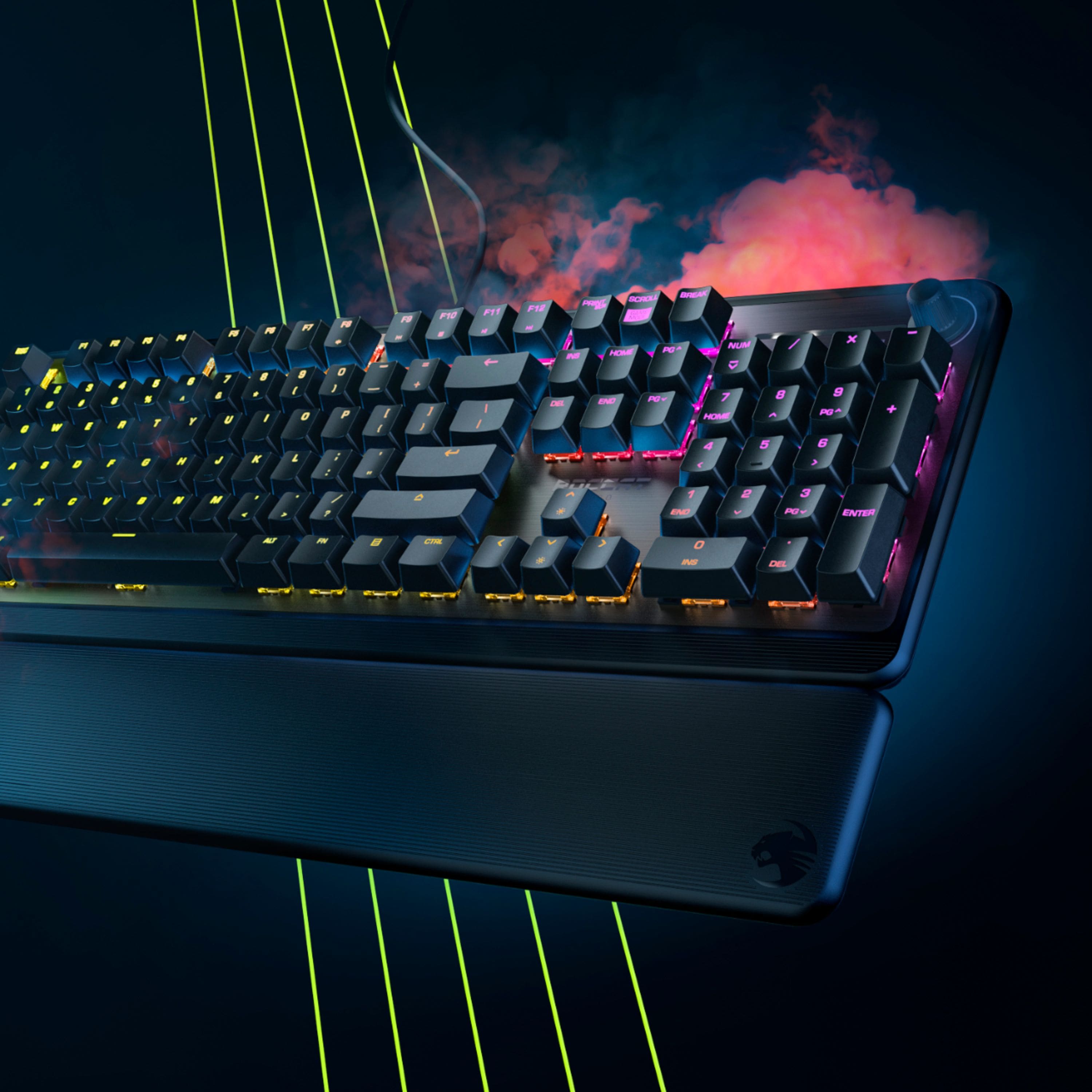 Alt View 14. ROCCAT - Pyro Full-size Wired Mechanical Linear Switch Gaming Keyboard with RGB, Brushed Aluminum Top, and Detachable Palm Rest - Black.