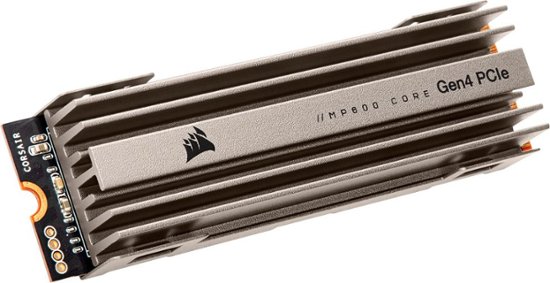 Front Zoom. CORSAIR - MP600 CORE 2TB PCIe Gen 4 x4 NVMe M.2 Internal Solid State Drive with Heatsink.