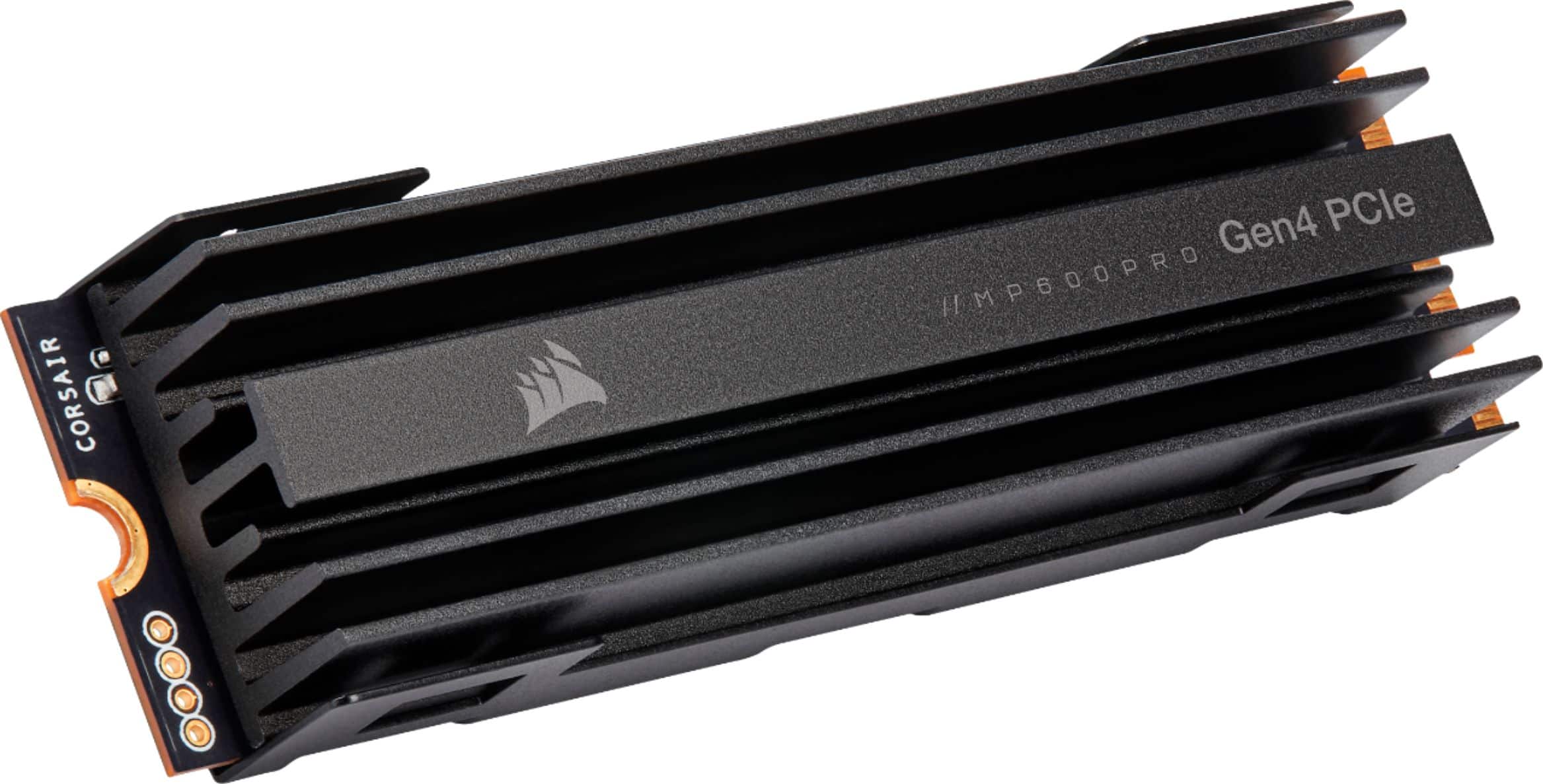 Front. CORSAIR - MP600 PRO 1TB Internal SSD PCIe Gen 4 x4 NVMe with Heatsink for Desktops - Black.