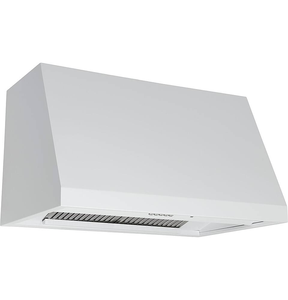 Angle. Café - 36" Convertible Range Hood - Matte White.