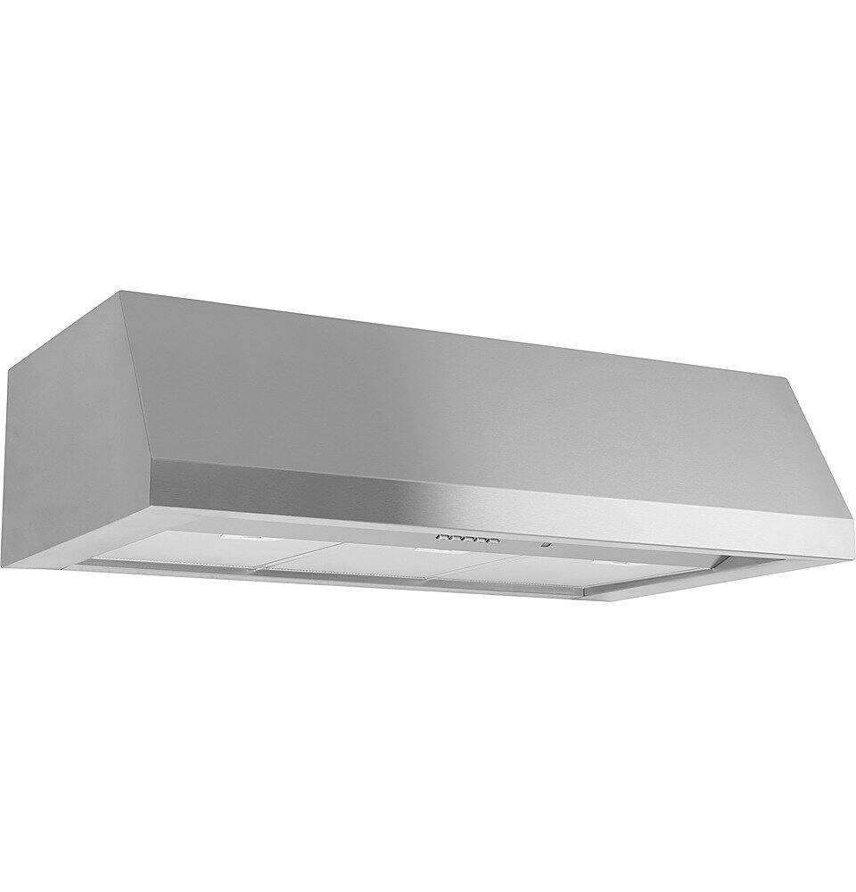 Angle. GE Profile - 30" Convertible Range Hood - Stainless steel.