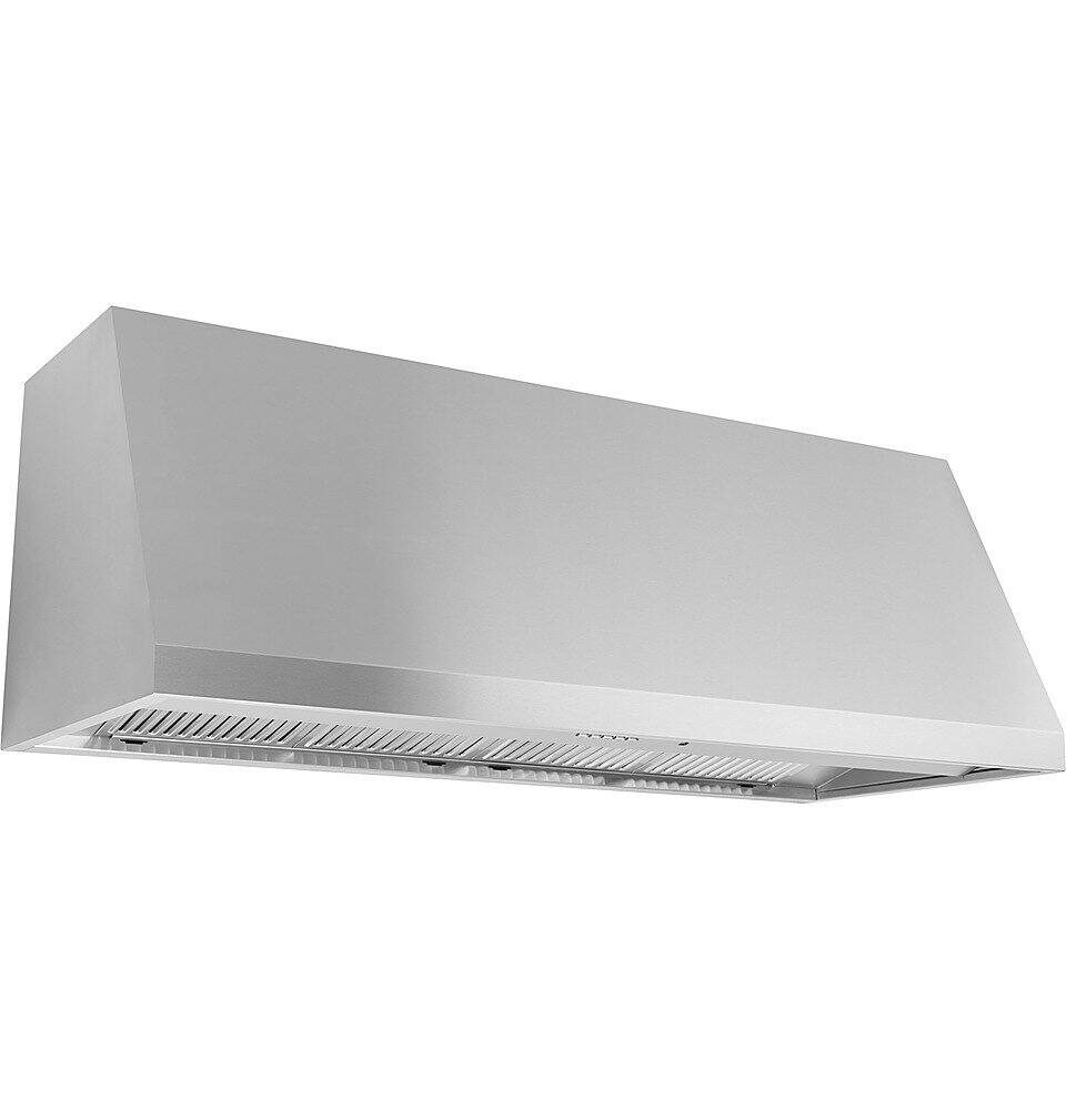 Left. GE Profile - 48" Externally Vented Range Hood - Stainless steel.