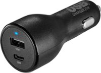 Best Buy essentials™ - 32 W Vehicle Charger with 1 USB-C & 1 USB Port - Black - Front_Zoom