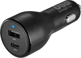 Best Buy essentials™ - 32 W Vehicle Charger with 1 USB-C & 1 USB Port - Black - Alt_View_Zoom_11