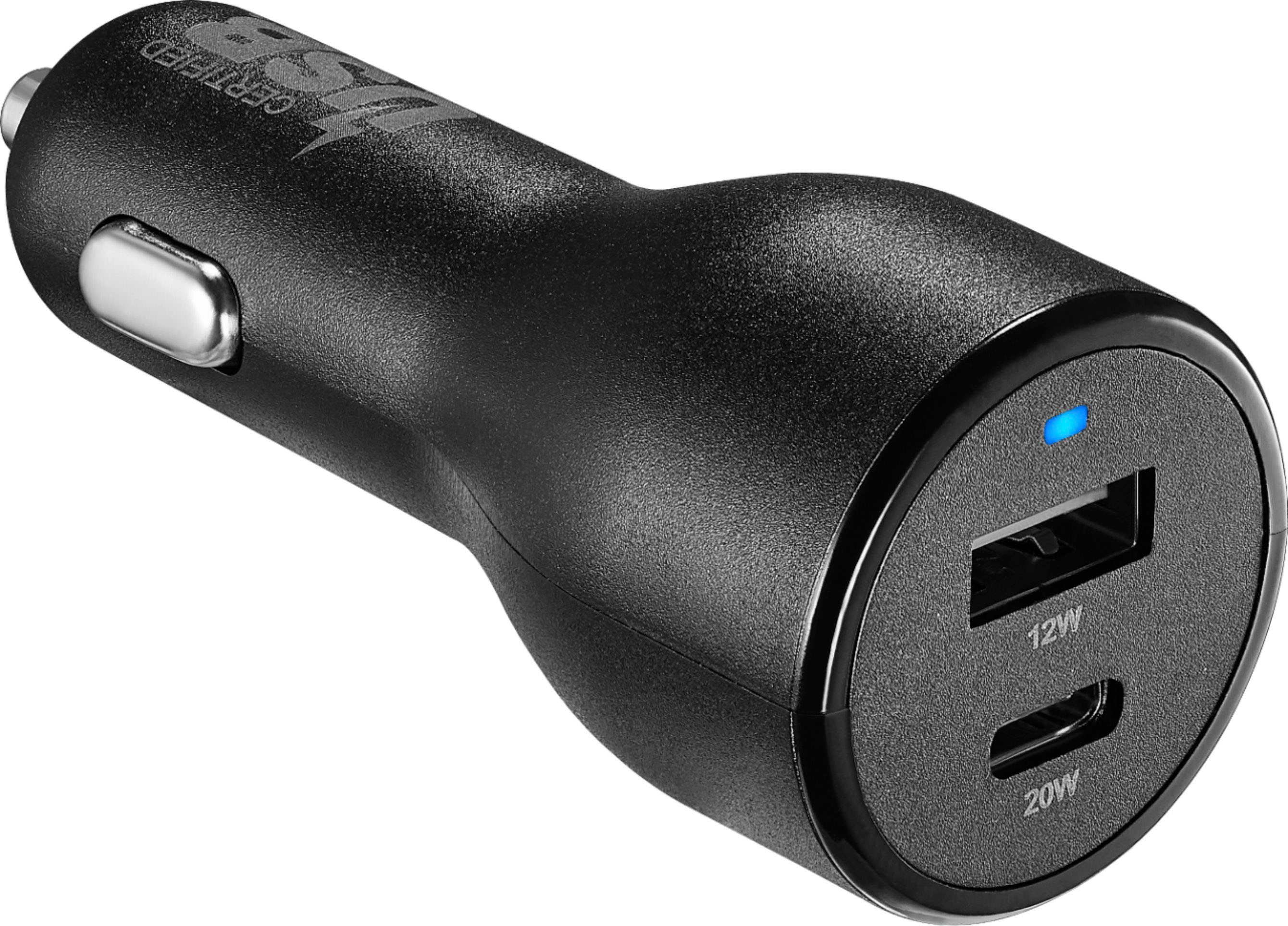 Best Buy Essentials - 32 W Vehicle Charger with 1 USB-C & 1 USB Port - Black