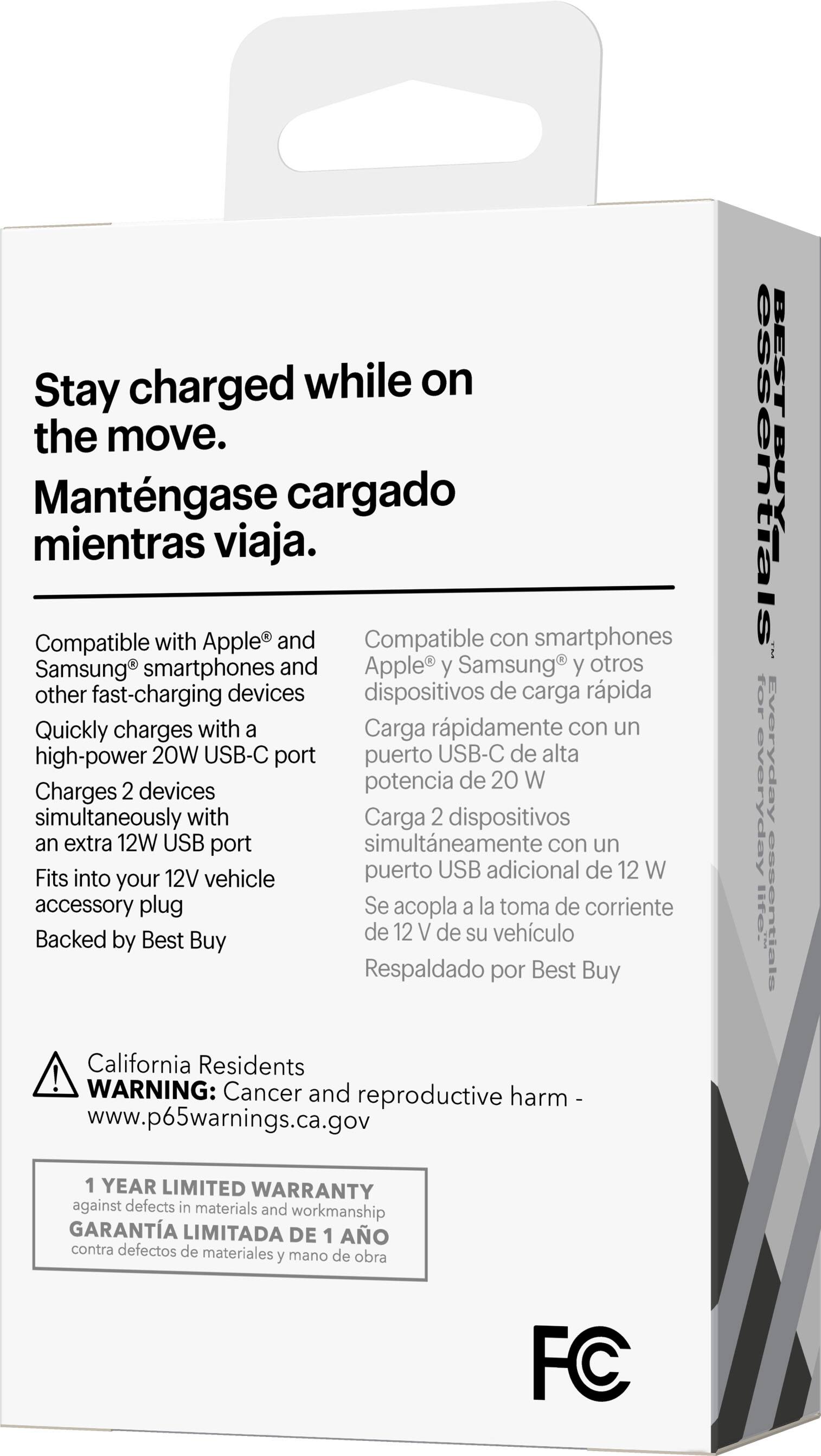 Alt View 15. Best Buy essentials™ - 32 W Vehicle Charger with 1 USB-C & 1 USB Port - Black.