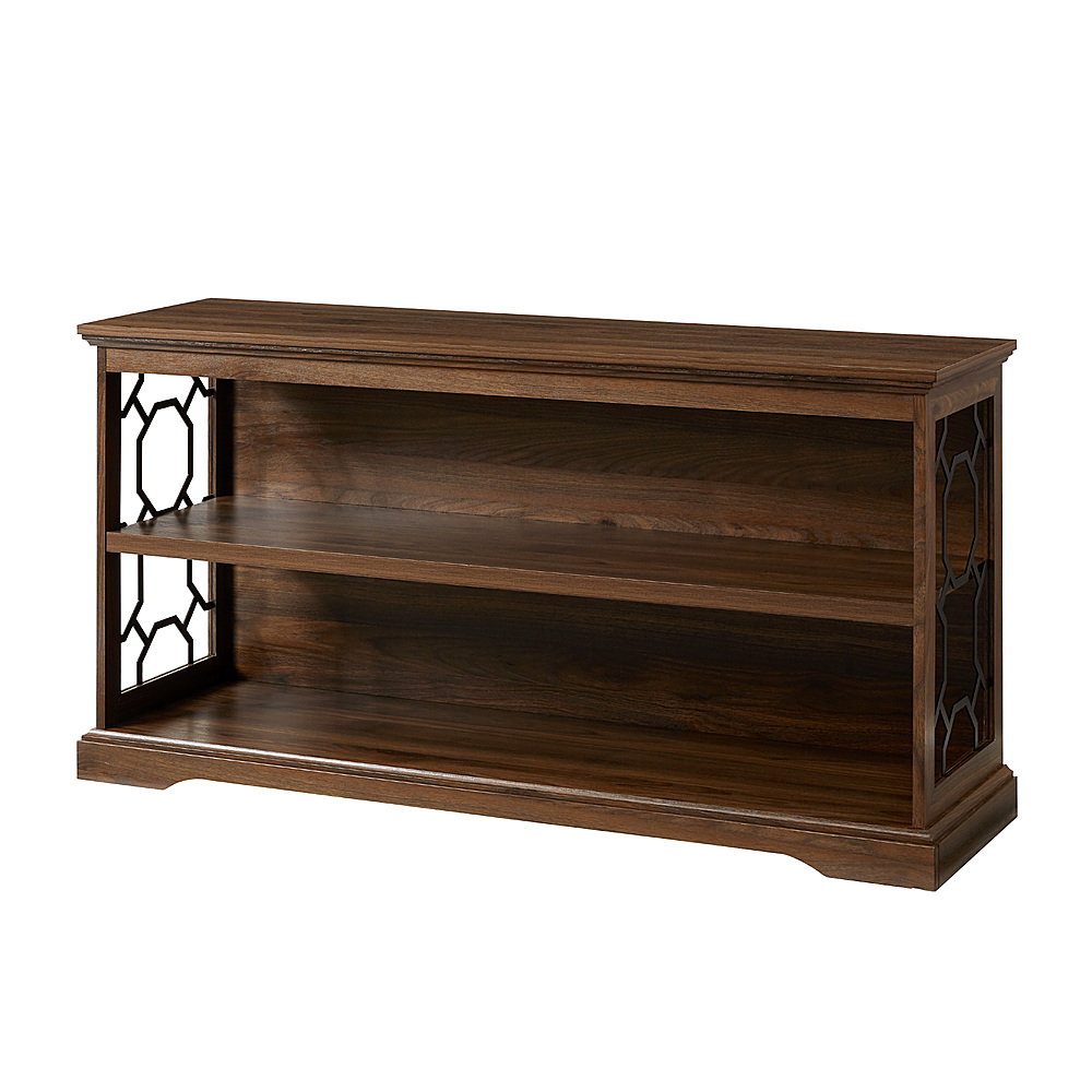 Angle View: Walker Edison - 52” Modern Decorative Metal and Wood Bookshelf - Dark Walnut