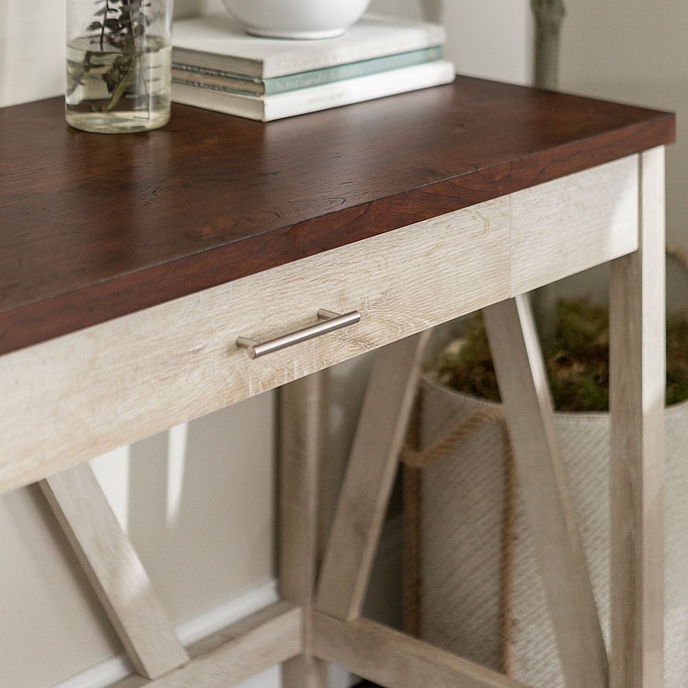 Computer Desk, Study Table with 4 Drawers, Home Office Workstation WHITE -  OAK 