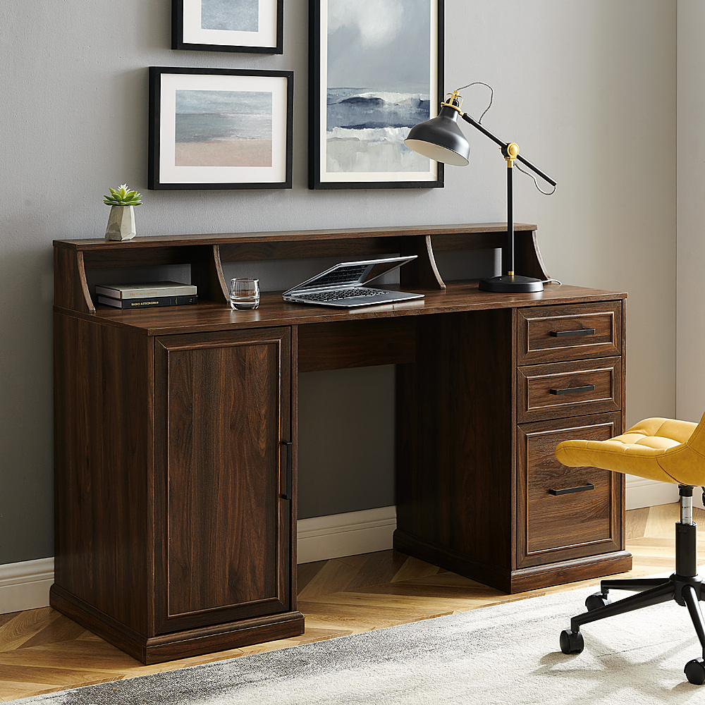 Glide Modern 3-drawer Wood and Metal Office Desk, 58-inches wide