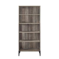 Walker Edison - 68” Urban Industrial 5 Shelf Metal Mesh Bookcase - Grey Wash - Front_Zoom