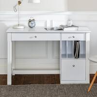 Walker Edison - 48" Modern Wood Computer Desk With File Storage - White - Front_Zoom