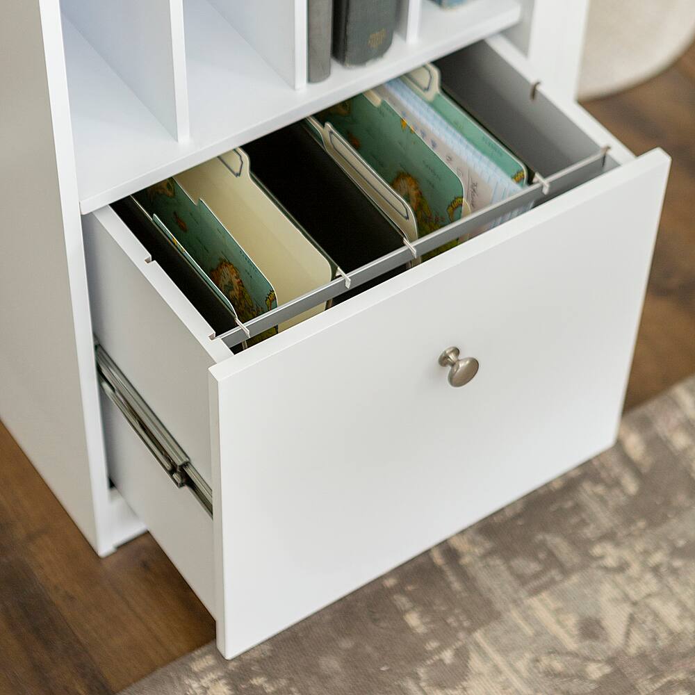 Alt View 16. Walker Edison - 48" Modern Wood Computer Desk With File Storage - White.